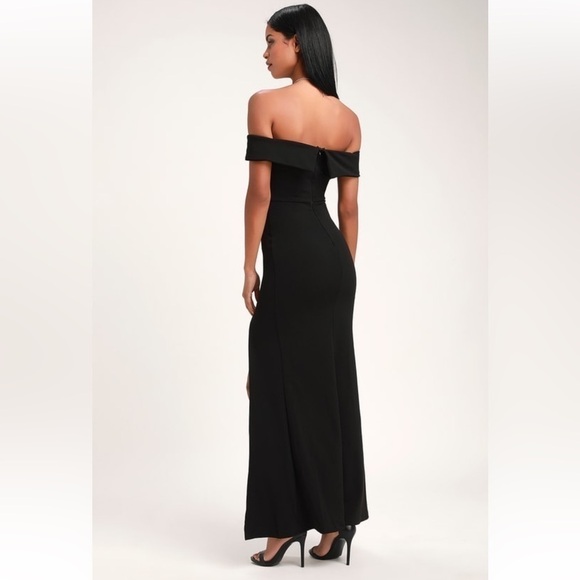 NWT Lulu’s Elegant Off-the-Shoulder Black Maxi Dress Size Small - Picture 5 of 6